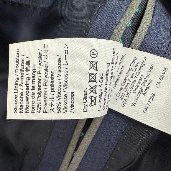 J.Crew Ludlow Slim Fit Suit Jacket Italian Loro Piana Wool Deep Pacific 39R NWT - Picture 15 of 16